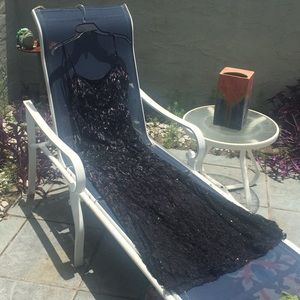 Beautiful black and blue strapless beaded gown